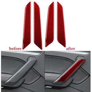 Cubierta de panel de reposabrazos de puerta interior de fibra de carbono rojo 4 piezas para Audi Q5 2018-21 - Imagen 1 de 12