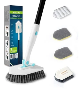 Shower Cleaning Brush with 51'' Long Handle Fixable Bathroom Cleaning Brush 3in1 - Picture 1 of 6