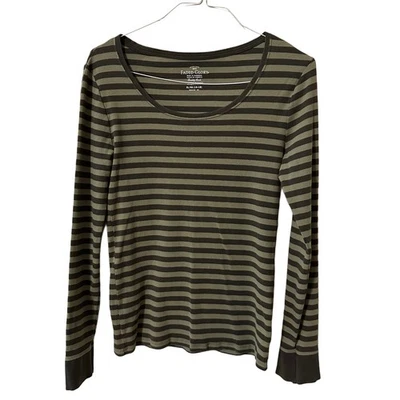 Camisa Faded Glory Mujer Talla XL (16-18) Verde/Marrón Rayas Horizontales Foto 1 de 4