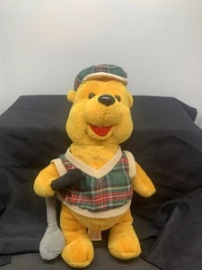 Vintage Disney Store Golfing 9 Inch Winnie The Pooh NWT Plush Beanie - Picture 1 of 6