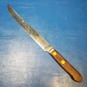 Geneva Forge Stainless Steel Carving Knife Vintage Wood Handle Collectible Kitch - Picture 1 of 6