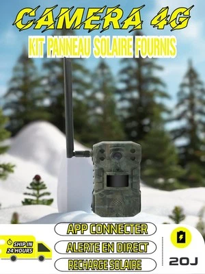 4G quality 4k hunting camera long autonomy with solar panel - Image 1 of 4