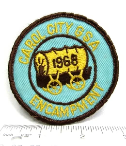 Vintage 1968 Carol City Lager Aufnäher Florida Planwagen Pfadfinderinnen GSA - Bild 1 von 3
