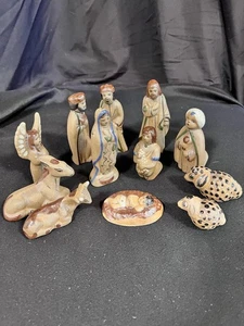 Juego de Belén Vintage 12 Piezas Pintado a Mano Floral Arcilla Mexicana Cerámica - Imagen 1 de 10