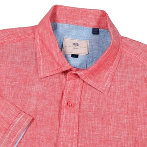 Report Collection Resort Linen Button Up Short Sleeve Shirt Casual Mens L - Picture 1 of 6