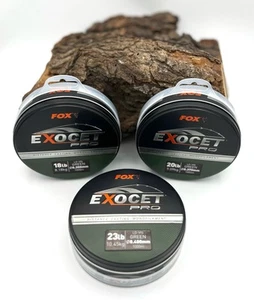 Fox Exocet Pro Lo-Vis Green Mono 16lb 18lb 20lb 23lb 1000m Abriebfest Sinkend - Picture 1 of 5