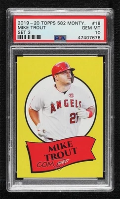 2020 Topps 582 Montgomery Club Set 3 Mike Trout #18 PSA 10 GEM MT - Image 1 of 2