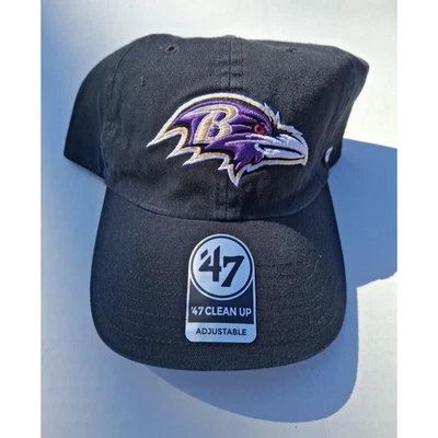 Baltimore Ravens '47 Brand Mens Black Clean Up Adjustable Hat - New! - Image 1 of 4