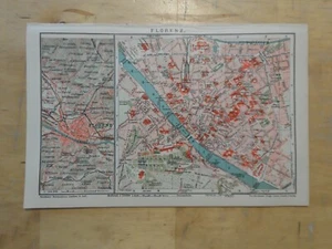 Orig.(1908) Lithographie Stadtplan Florenz (B16) - Bild 1 von 2