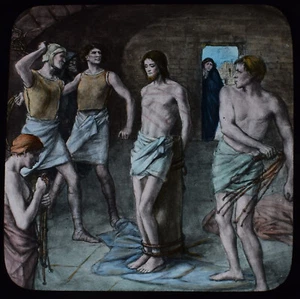 CHRIST WHIPPED C1890 Magic Lantern Slide RELIGIOUS PICTURE - Picture 1 of 3