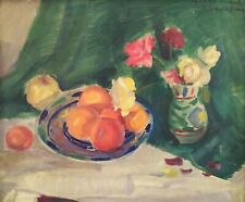 GYOZO Impressionistisches Mitte 20.J. Ölgemälde Blumen Obst Stillleben signiert
