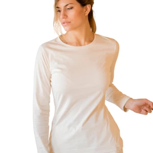 Camisa para mujer de manga larga de algodón orgánico sin tinte 100 % blanca libre de químicos XL - Imagen 1 de 10