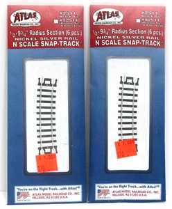 Lot of 2 pkgs (12) Atlas 2511 N Snap Track 1/2 9 3/4" Radius Curve Black Tie NS - Picture 1 of 1