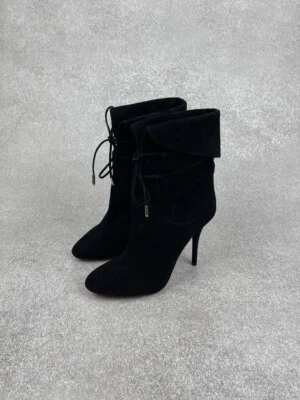 Aquazzura Gamuza Botines Tacones Negro Talla 38 1/2 Foto 1 de 4