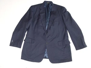Aquascutum Men's Pinstripe Suit Jacket Size 46 Long Navy Blue 100% Wool 46L - Picture 1 of 8