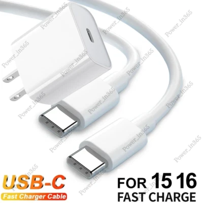 Настенный адаптер USB Type-C PD 20 Вт шнур питания быстрого зарядного устройства для iPhone 16 15 Pro Max - Изображение 1 из 4