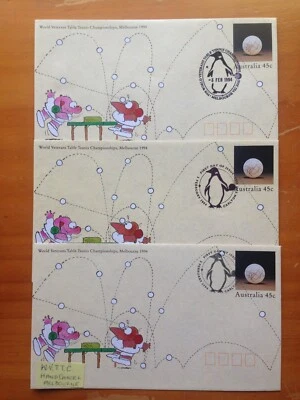 1994 AUSTRALIA VETERANS TABLE TENNIS CHAMPIONSHIPS 3 DIFFERENT CANCELS PSE - image 1 of 3