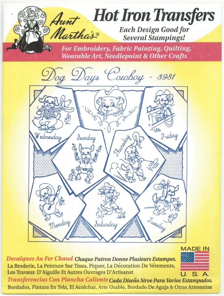 Переводы с вышивкой Dog Days Cowboy Aunt Martha's Hot Iron #3981 - Изображение 1 из 1