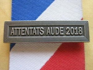 Agrafe  ATTENTATS AUDE 2018  Métal Argenté Médaille de la Sécurité Intérieure  - Picture 1 of 1