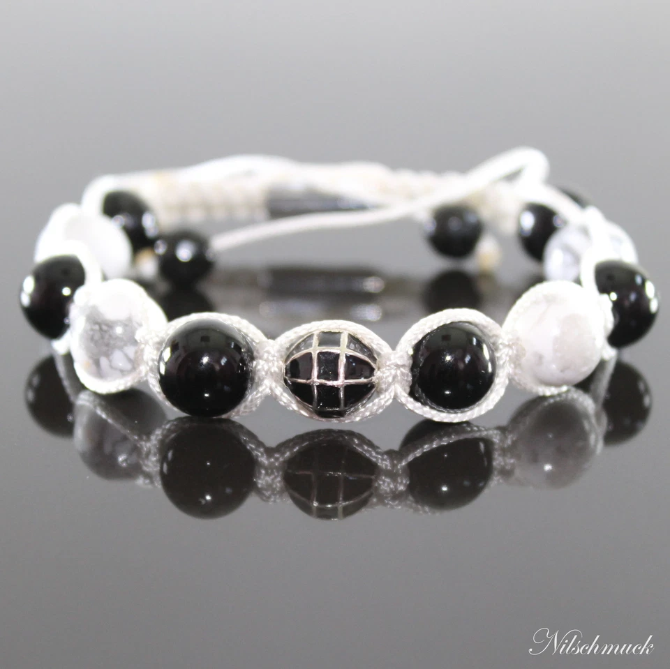 Damen Herren schwarz  Armband Armreifen Bracelet Perlenarmband Kugelarmband - Bild 1 von 1