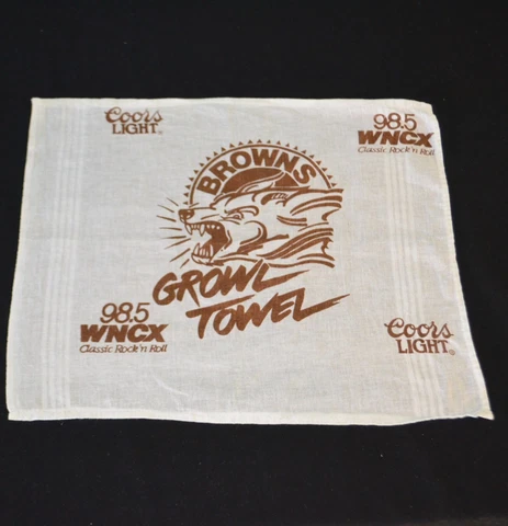 Vintage Cleveland Browns Growl Towel NFL Football Game Giveaway Rally Promo WNCX Cover