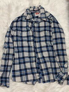 Camisa para hombre Wrangler Flex for Comfort azul blanco azul a cuadros botones frontal talla L - Imagen 1 de 4