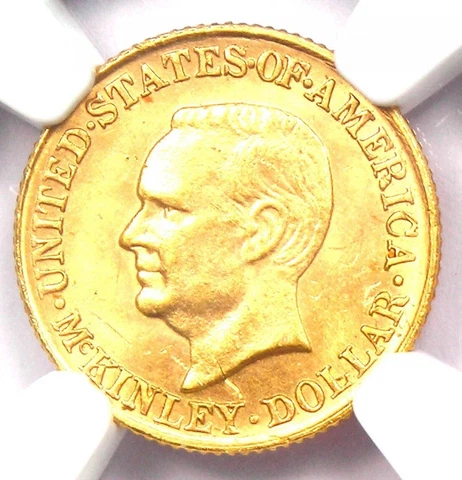 1916 McKinley Commemorative Gold Dollar G$1 - NGC Uncirculated Detail (UNC MS) Cover