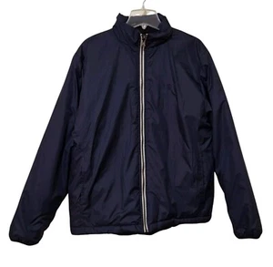 IZOD Puffer Jacket Mens Navy Blue Lined Front Zip L - Picture 1 of 3