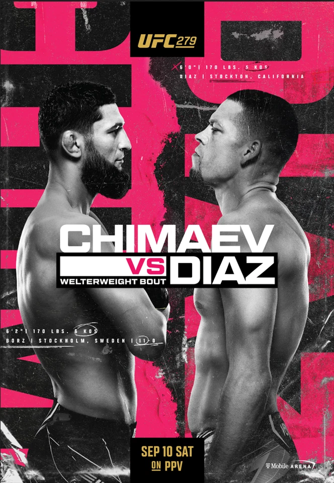 Póster de pelea UFC 279: Chimaev vs Díaz Foto 1 de 1