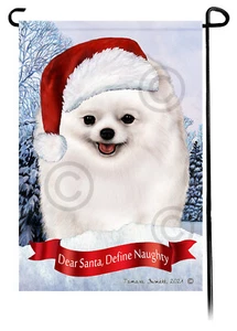 Querido Santa, Define Bandera de Jardín Travieso - Pomerania Blanca 111G - Imagen 1 de 1