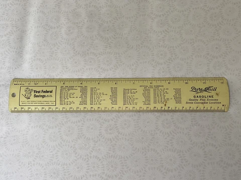 Vintage 1961 Rochester Red Wings / First Federal / Pure Quill Promo Metal Ruler Cover