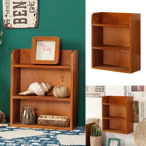 Vintage Wooden Storage Shelf Desktop Organizer Shelves Small Display Rack Unit - Picture 1 of 30