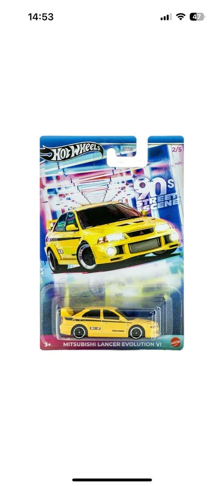Hot Wheels 90’s Street Scene  Mitsubishi Lancer Evolution VI- Yellow - Image 1 of 1