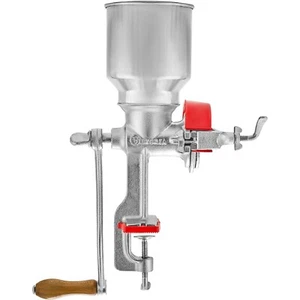 Hand Crank Grain Mill, Hand Cranking Operation Grain Grinder Table Clamp, Silver - Picture 1 of 7