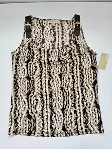 Michael Kors Abstract Print Camisole Vest Top Size L Uk 12 Brown Beige - Picture 1 of 7