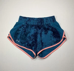 Under Armour Heatgear Athletic Shorts Women’s Size XS Stretch Teal W/ Pink Trim - Picture 1 of 15