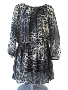 Top túnica transparente Pretty Angel en capas negro gris estampado animal para mujer talla XL - Imagen 1 de 8