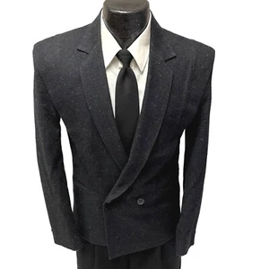 Vtg 80’s Cotler Men Black ATOMIC FLECK Jacket DB HOLLYWOOD VLV Wool Sport Coat S - Picture 1 of 9