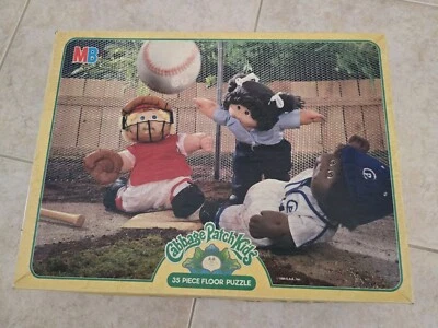 1984 Large Cabbage Patch Kids Baseball 35 Piece Floor Puzzle In Box 22"x17" MB - Image 1 of 4