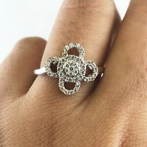 0.26 Ct Natural Diamond Flower Cluster Engagement & Wedding Womens Ring 14K Gold
