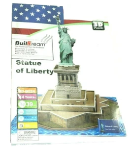 Nuevo Puzzle Buildream Estatua de la Libertad 3D 39 Piezas Soportes 8.9" Alto Montado - Imagen 1 de 11