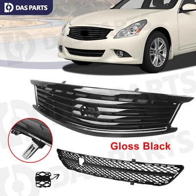 For Infiniti 10-13 G37 11-12 G25 15 Q40 Front Bumper Upper Lower Grille Black Foto 1 de 4