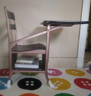 Child's Rose Gold and Black, Wood and Metal Painted School Desk - Image 1 of 4