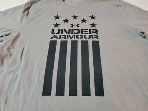 Camiseta Under Armour USA Freedom American Flag Logo Heat Gear 2XL Suelta Gris Negra - Imagen 1 de 3