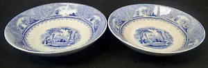 Antique J.F. Castle Scenery English Ironstone Blue Transferware Bowls Set of (2) - Picture 1 of 12