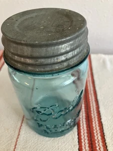Antico vaso pinta BLU con coperchio sfera zinco tappo porcellana sfera perfetto muratore n. 6 - Foto 1 di 17