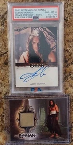 2011 Rittenhouse Conan Movie Preview Jason Momoa Autograph PSA 8 + Costume Card - Picture 1 of 6
