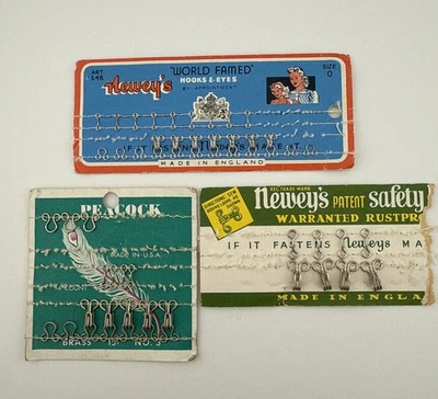 Lote De Colección De Sujetador Costura Nociones Gancho Y Ojos Cierres Talla 0 y 3 Newey's Peacock Foto 1 de 4