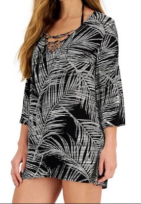 Traje de baño para mujer J Valdi túnica con cordones, negro/blanco, S, $54 Foto 1 de 4