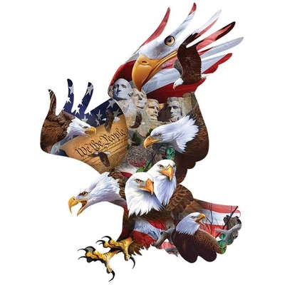 MasterPieces shaped jigsaw puzzle;  Majestic Flight by Royce McClure;  1000 pcs - Image 1 of 3